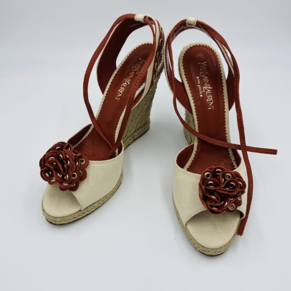Yves saint Laurent rive gauche wedges size EU 40 US 10 - Picture 1 of 12
